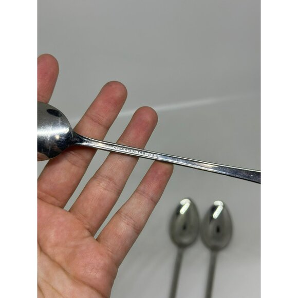 VTG Unknown Brand Set Of 3 Stainless Steel Long Teaspoons for Tea Coffee Kitchen - Picture 4 of 5